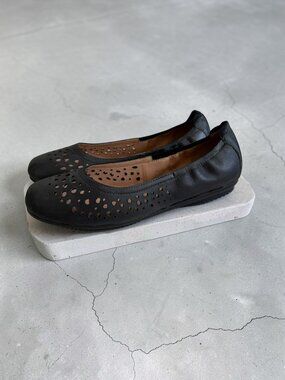 JOSEF SEIBEL Black perforated Ballet Flats Size 37 / US 7